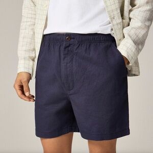 J Crew 5.5'' Pier Short in Cotton-Linen Blend, Vanguard Navy
